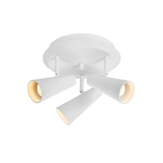 Biała lampa sufitowa Crest z trzema regulowanymi reflektorami GU10 IP20