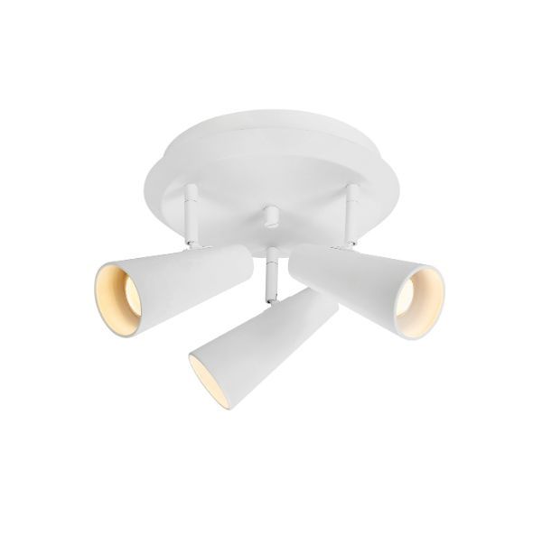 Biała lampa sufitowa Crest z trzema regulowanymi reflektorami GU10 IP20
