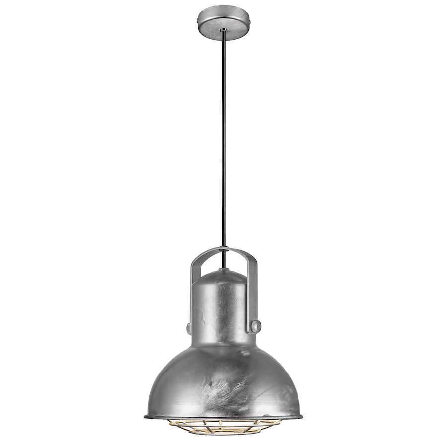 Srebrna lampa wisząca Porter z galwanizowanej stali E27 – styl industrialny