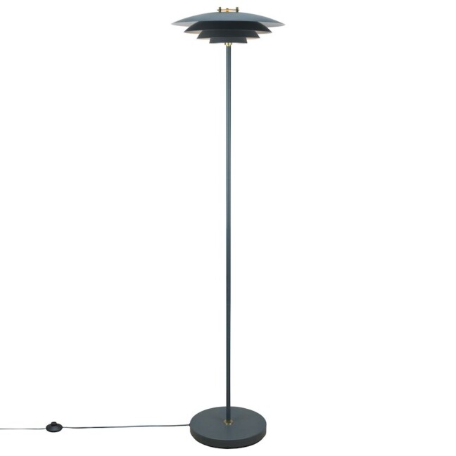Skandynawska lampa podłogowa Bretagne z szarym kloszem G9 35W IP20