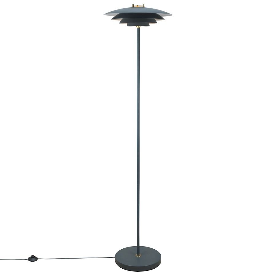 Skandynawska lampa podłogowa Bretagne z szarym kloszem G9 35W IP20