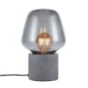 Betonowa lampa stołowa Christina z dymionym szklanym kloszem E27