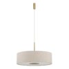 Lampa wisząca Santana L 65 cm beżowa z tkaniny – elegancki klosz i złote akcenty