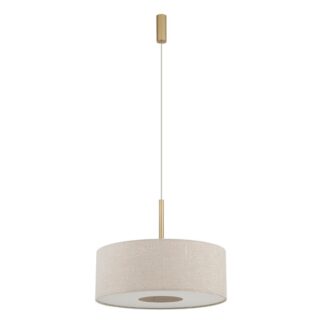 Lampa wisząca Santana M beżowa 50 cm z tkaniny i złotym detalem