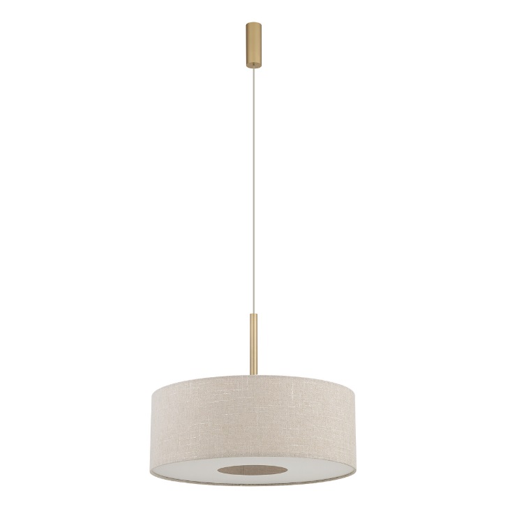 Lampa wisząca Santana M beżowa 50 cm z tkaniny i złotym detalem