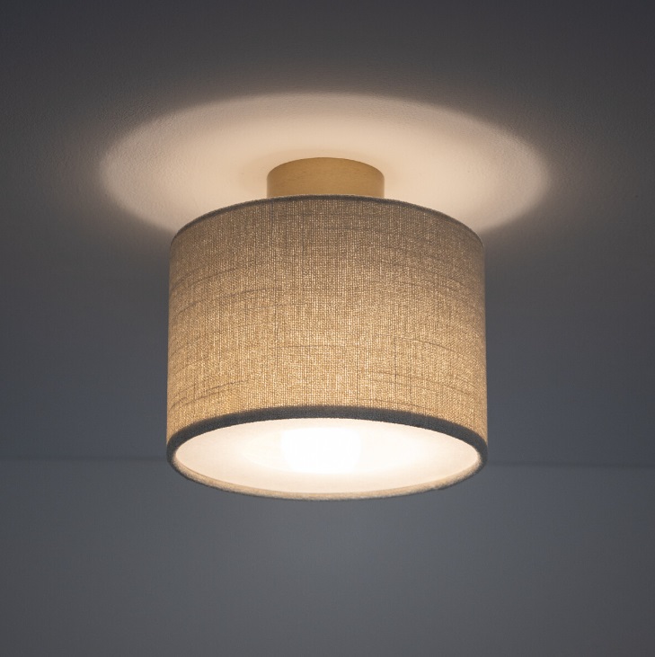 Plafon Santana S 23 cm z beżowym abażurem i złotą podstawą