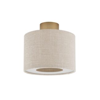 Plafon Santana S 23 cm z beżowym abażurem i złotą podstawą