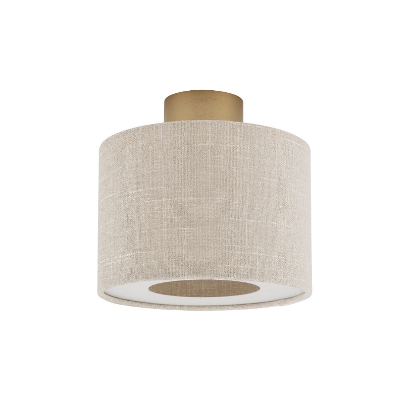 Plafon Santana S 23 cm z beżowym abażurem i złotą podstawą