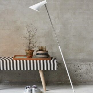 Biała lampa podłogowa Vanila z regulowanym kloszem – Nordlux