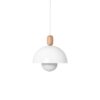 Lampa wisząca Loft Ovoli z białym kloszem i dębowym wykończeniem