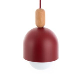 Lampa wisząca Loft Ovoli burgund z dębowym akcentem E27