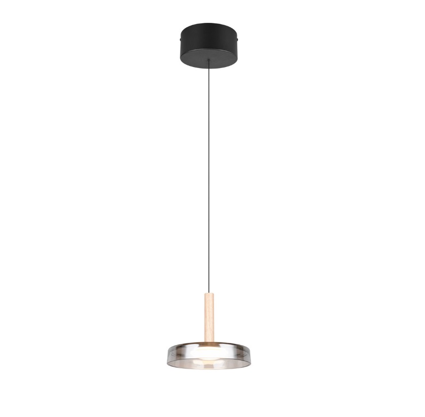 Lampa wisząca Celeste LED czarna z płaskim szklanym kloszem 10W 1100 lm