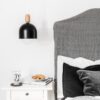 Lampa wisząca Loft Ovoli czarna z drewnem dębowym