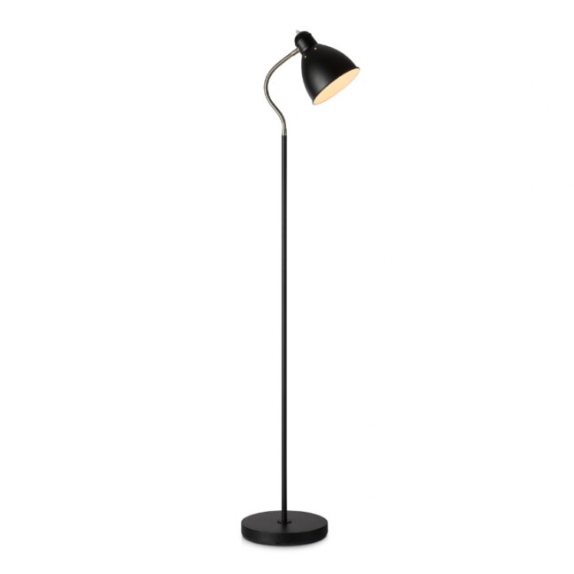 Lampa podłogowa Nitta czarna – elastyczny klosz, skandynawski styl