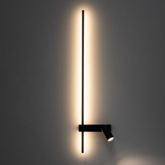 Kinkiet Easy czarny LED z reflektorkiem do czytania – lewa strona