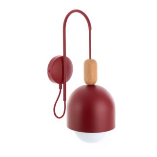 Kinkiet ścienny Ovoi bordowy z drewnem dębowym E27 15W IP20