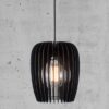 Drewniana lampa wisząca Tribeca 24 czarna – ażurowy klosz E27 IP20
