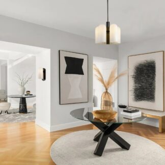 Nowoczesna lampa wisząca Seoul 5xE27 czarna z mlecznymi kloszami