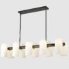 Lampa wisząca Seoul 10 E27 czarna z mlecznymi kloszami