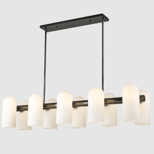 Lampa wisząca Seoul 10 E27 czarna z mlecznymi kloszami