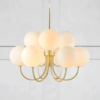 Żyrandol Bianco złoty z 9 szklanymi kulami G9