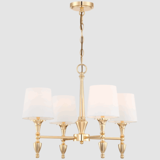 Żyrandol Sutton 9 złoty z 4 białymi abażurami E27 IP20