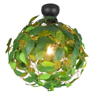 Żyrandol sufitowy Leavy 38 cm zielony – liściasta kula w stylu urban jungle