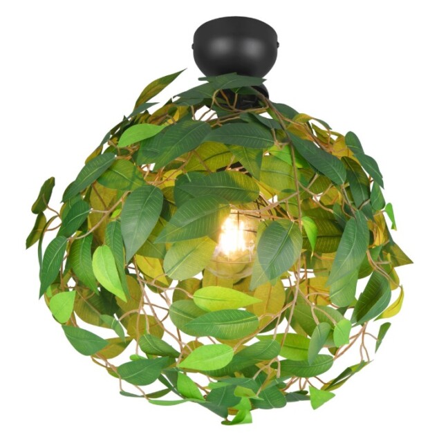Żyrandol sufitowy Leavy 38 cm zielony – liściasta kula w stylu urban jungle