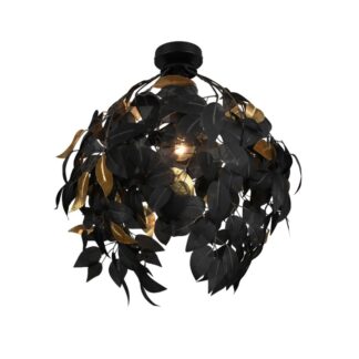 Lampa sufitowa Leavy 38 cm – czarno-złote liście, E27, styl glamour
