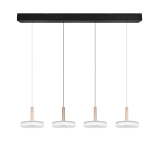 Lampa wisząca Celeste z 4 LED 30W – biel z miedzianym akcentem, ciepłe światło 3000K