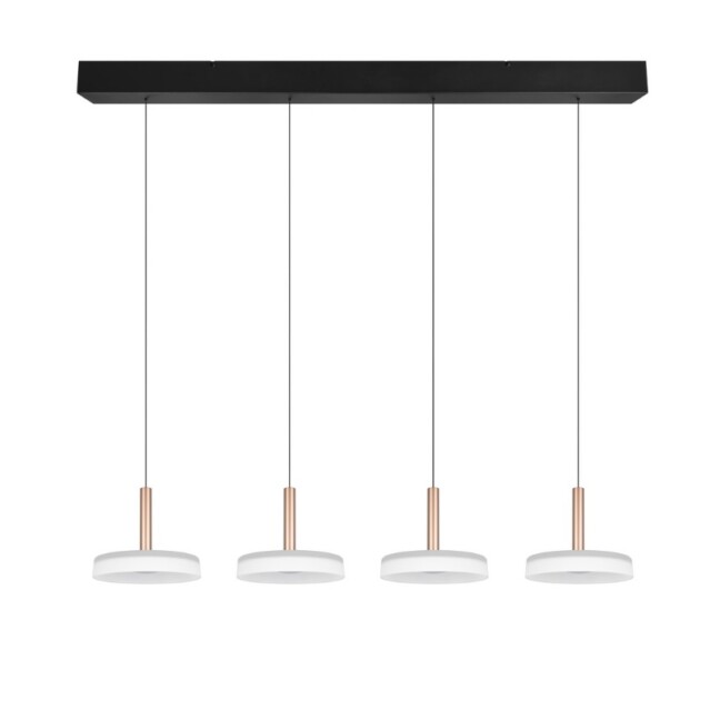 Lampa wisząca Celeste z 4 LED 30W – biel z miedzianym akcentem, ciepłe światło 3000K