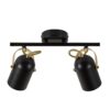 Czarna lampa sufitowa Nordlux Lotus z mosiężnymi detalami i 2 regulowanymi reflektorami E14