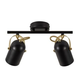 Czarna lampa sufitowa Nordlux Lotus z mosiężnymi detalami i 2 regulowanymi reflektorami E14