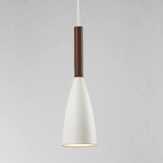 Lampa wisząca Pure 10 biała z drewnem orzechowym E27 IP20 – styl skandynawski