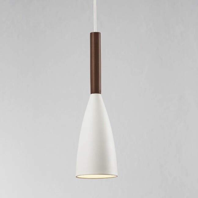 Lampa wisząca Pure 10 biała z drewnem orzechowym E27 IP20 – styl skandynawski