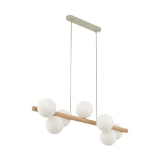Lampa wisząca Estera 7 z drewna i mlecznego szkła G9