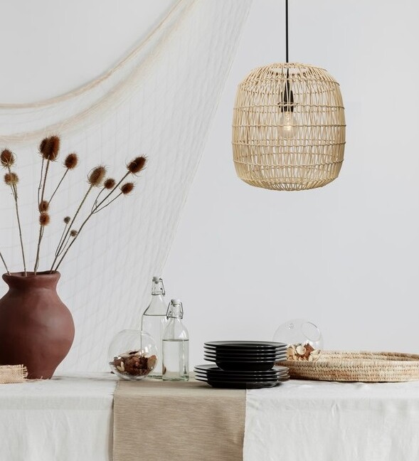 Lampa wisząca rattanowa Zoreli 30 beżowa E27 IP20