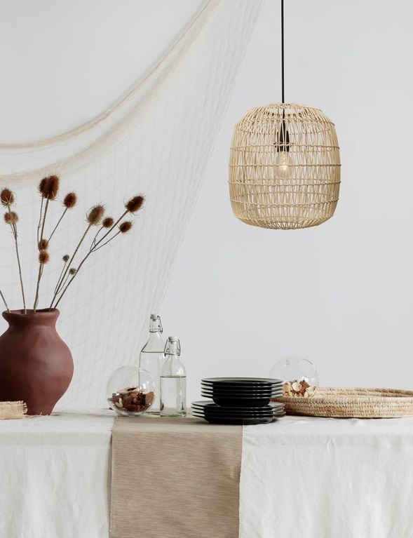 Lampa wisząca rattanowa Zoreli 30 beżowa E27 IP20