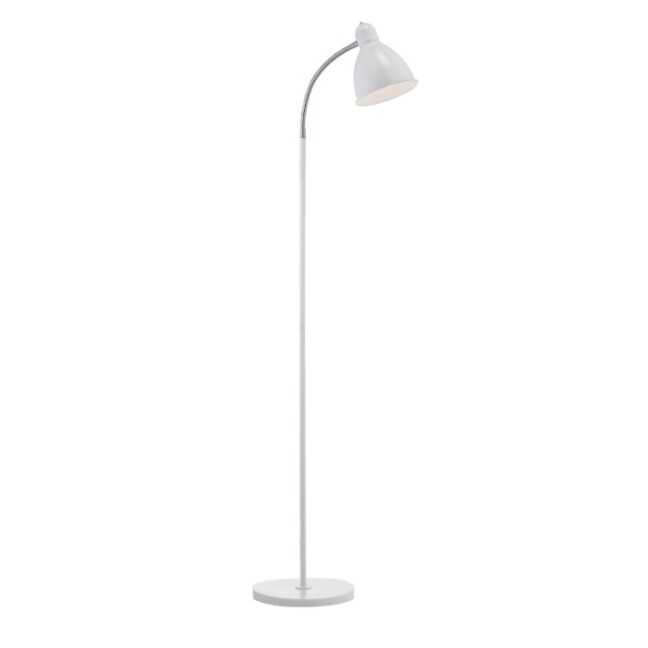 Lampa podłogowa Nitta w stylu skandynawskim z regulowanym ramieniem, biała