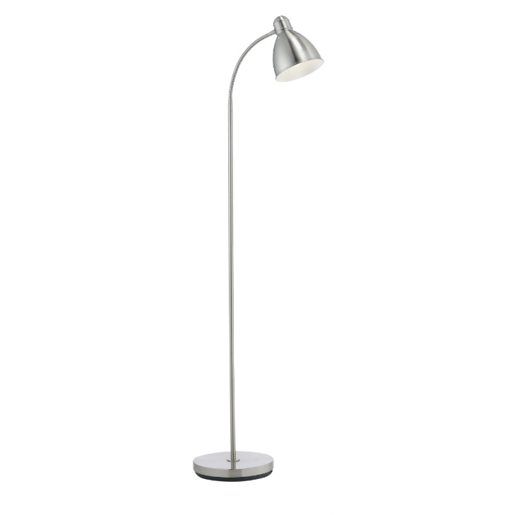 Lampa podłogowa Nitta srebrna z regulowanym kloszem