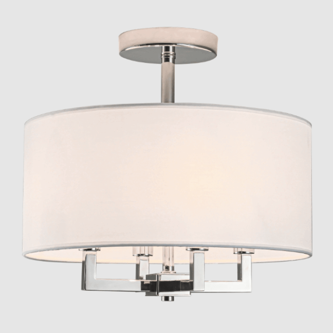 Lampa sufitowa Lille z kremowym abażurem i chromowanym wykończeniem