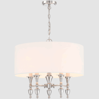 Lampa wisząca Austin srebrna z białym abażurem 5xE14 IP20