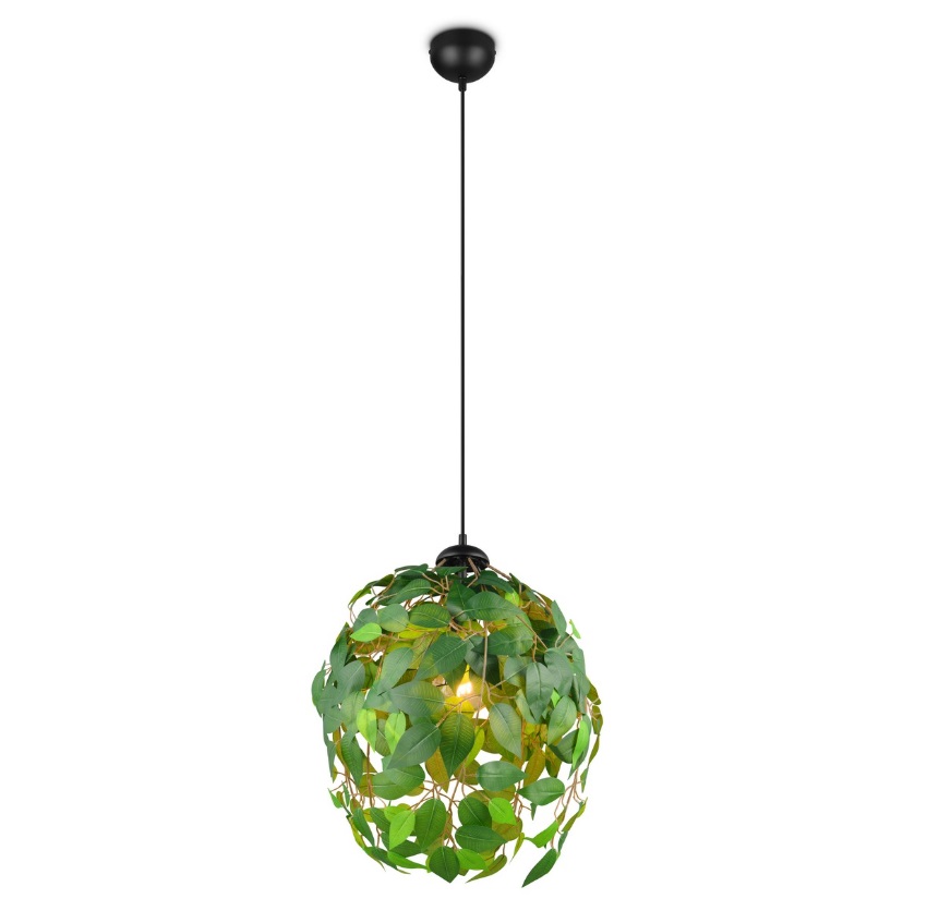 Lampa wisząca Leavy 38 cm z zielonych liści E27 – styl urban jungle
