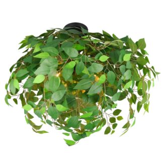 Lampa sufitowa Leavy 70 cm z zielonymi liśćmi – 3x E14, styl urban jungle