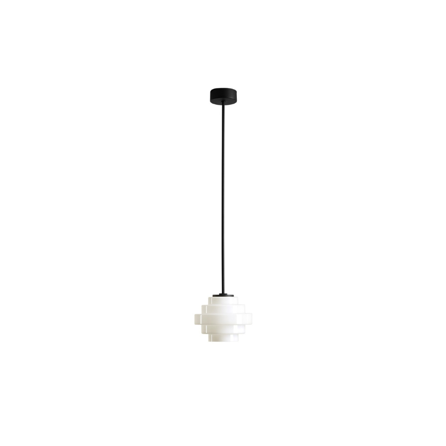Lampa Filo Milky M ze szklanym kloszem kaskadowym i czarnym zawieszeniem 60 cm