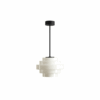 Lampa wisząca Filo Milky S 28 retro z białym kloszem i czarnym zawieszeniem 30 cm