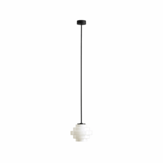 Lampa wisząca Filo Milky L – biały szklany klosz kaskadowy na czarnej sztycy 90 cm