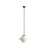 Lampa wisząca Filo Milky L 28 – biały szklany klosz na czarnej sztycy 108 cm