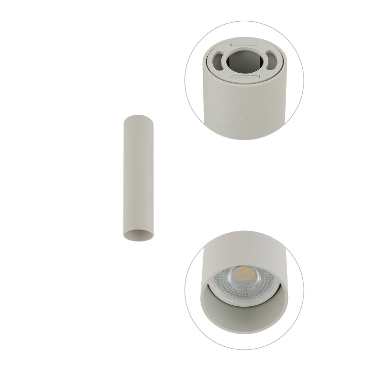 Downlight Fourty S 18,5 cm – jasnoszara tuba GU10 IP20