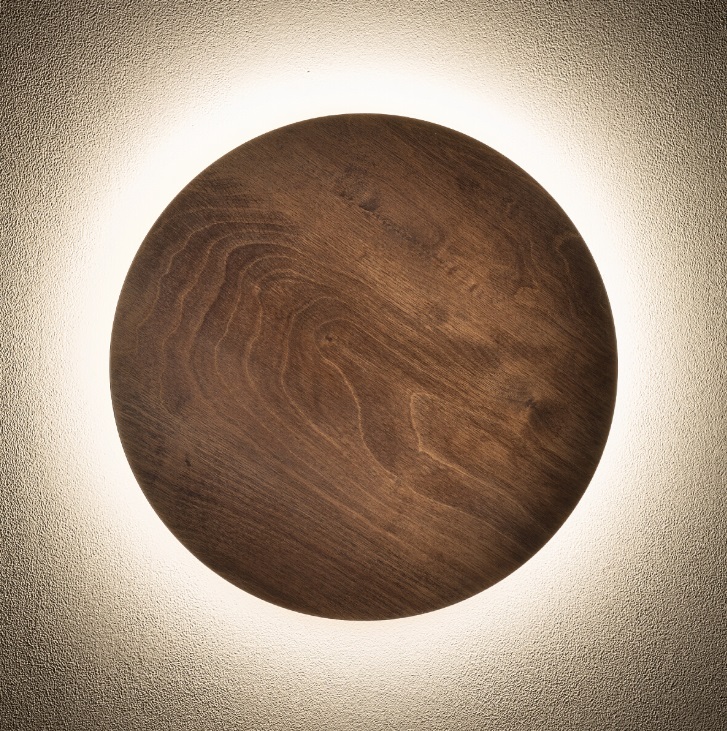 Kinkiet drewniany LED Ring M 35 cm orzech – ciepłe światło, nowoczesny design